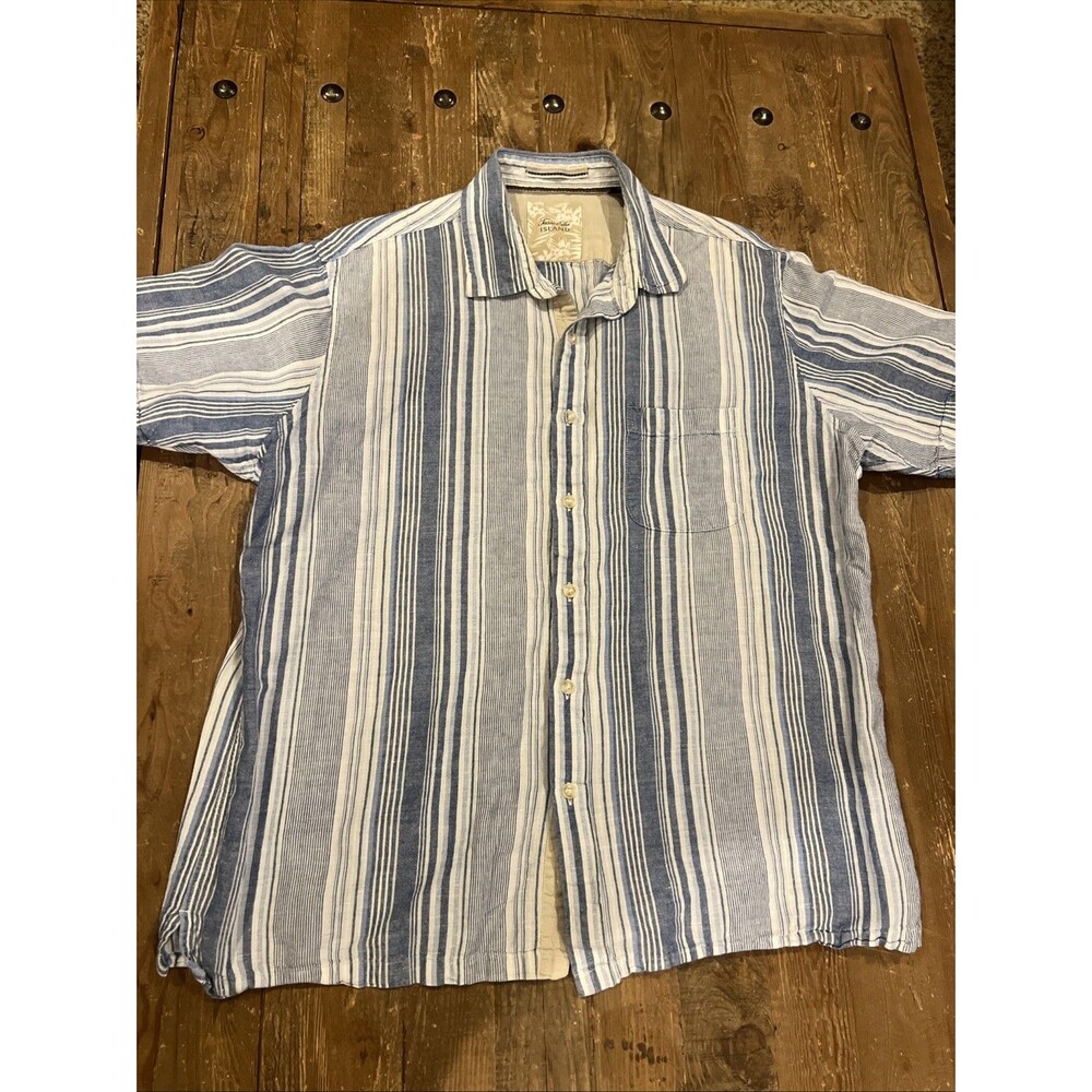Tasso Elba Island Linen/Cotton Blend Short Sleeve Button Front Shirt Sz L Beach